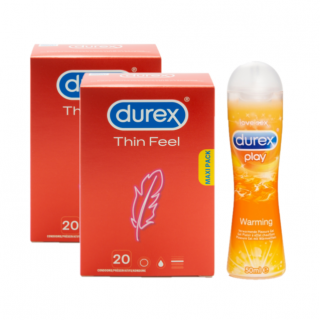 Durex Feel Thin Maxi Pack (2 x 20st + GRATIS Warming)