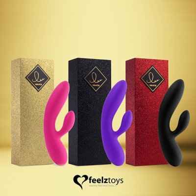 FeelzToys - Lea Rabbit Vibrator Medium 20cm Ø 3.7cm (Zwart)