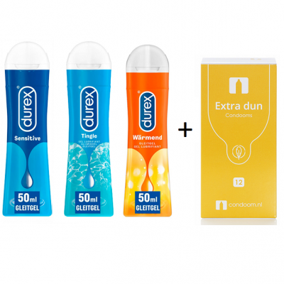 Durex Glijmiddel Trio (Warming-Tingle-Sensitive + CNL Extra Dun 12)
