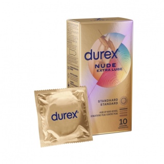 Durex Nude Condooms Extra Lube huid-op-huid gevoel (latex) (10 stuks)