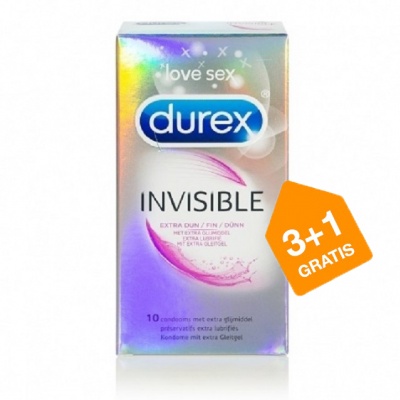 Durex Invisible Condooms extra Glijmiddel (3+1 GRATIS)