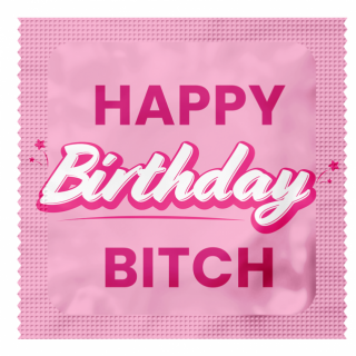 Verjaardagscondooms (Happy Birthday Bitch Pink)