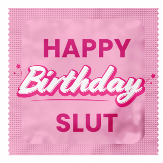 Verjaardagscondooms (Happy Birthday Slut Pink)
