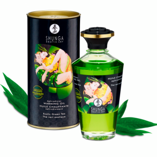Shunga -Verwarmende Massage Olie 100ml met smaak (Excotic Green Tea)