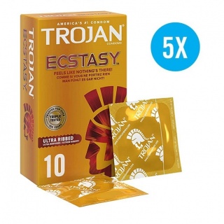 Trojan Ecstasy Ultra Ribbel Condooms (40st + 10st GRATIS)
