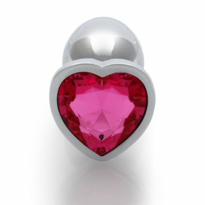 Aluminium Buttplug in Elegant Zilver met een Roze Siersteen (Small 27mm)