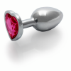 Aluminium Buttplug in Elegant Zilver met een Roze Siersteen 