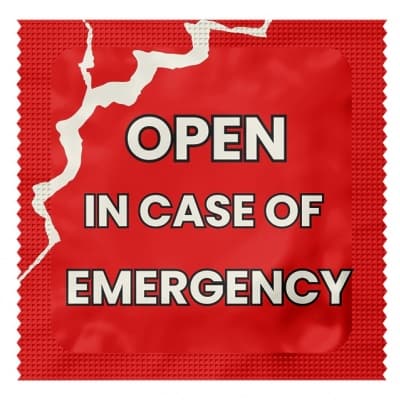 18+ condooms  (Open In Case Of Emergency)