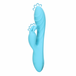 Loveline Silicone Rabbit Vibrator met Ribbels (Glacial Blue)