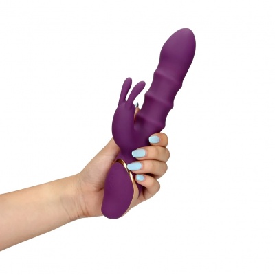 LoveLine – Rabbit vibrator met 3 op-en-neer bewegende ringen (Orchidee Purple)