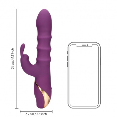 LoveLine – Rabbit vibrator met 3 op-en-neer bewegende ringen (Orchidee Purple)