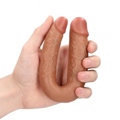 RealRock U-vormige dubbele dildo Ø 3.2cm, 12.7cm (Zwart)