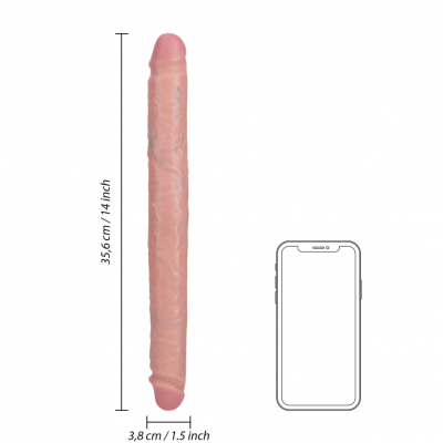 RealRock Extra Lange Dubbele Dildo huidskleur (Ø 3.8cm, 36cm)