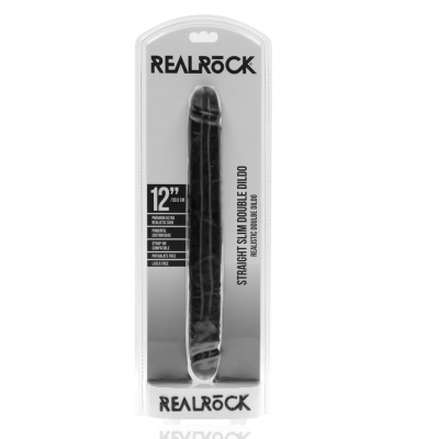 RealRock Dubbele Dunne Dildo Ø 3.8cm 30.5 cm  (Zwart)