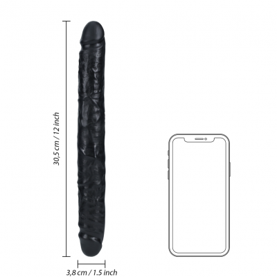 RealRock Dubbele Dunne Dildo Ø 3.8cm 30.5 cm  (Zwart)