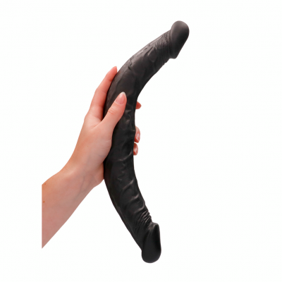 RealRock Realistische Dubbele Dildo Flexibel en Veelzijdig Ø 3.2cm 34 cm (Zwart)