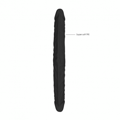 RealRock Realistische Dubbele Dildo Flexibel en Veelzijdig Ø 3.2cm 34 cm (Zwart)