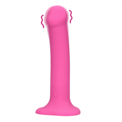 Loveline Vibrerende Dildo met Eikel en Zuignap - Medium (roze)