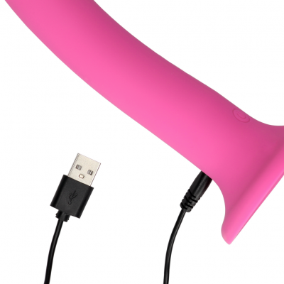 Loveline Vibrerende Dildo met Eikel en Zuignap - Medium (roze)