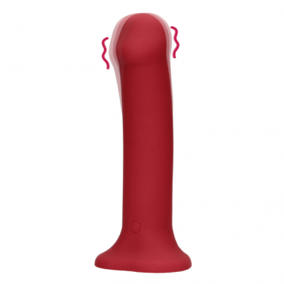 Loveline Vibrerende Dildo met Eikel en Zuignap - Large (rood)