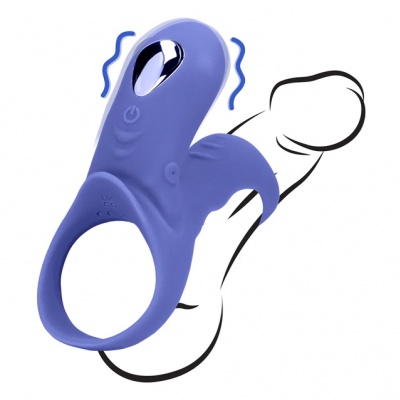 Vibrerende cockring met clitorisstimulatie (blue)