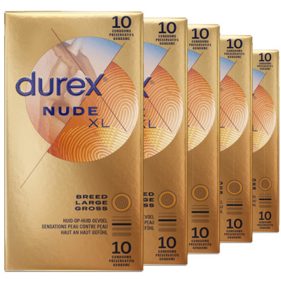 Durex Nude XL Condooms huid-op-huid Gevoel Extra Dun 60mm (latex) (40st + 10st GRATIS)