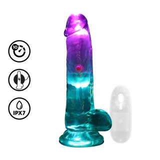 RealRock – Transparante LED Dildo met Afstandsbediening — 15cm met ballen