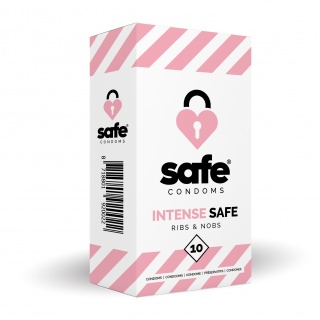 Intense Safe Ribbels en Noppen Condooms (10 stuks)